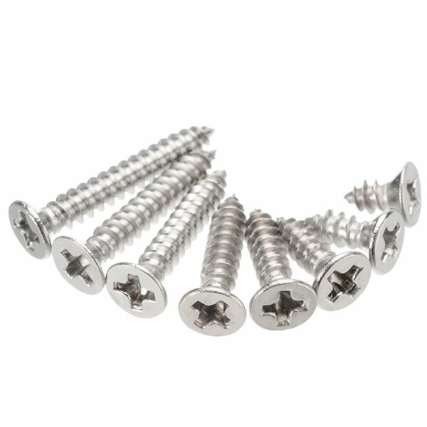 200pcs M4 304 Stainless Steel Self-Tapping Screws Assorted Kit Flat Head Set
