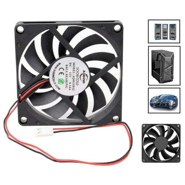 2x Black DC 12V Brushless Silent Computer PC Case Cooling Cooler Fans 80x80x10mm