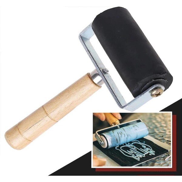 Hard Rubber Roller Printing Inks Lino Brayer Art Craft Roller Heavy Duty 10cm