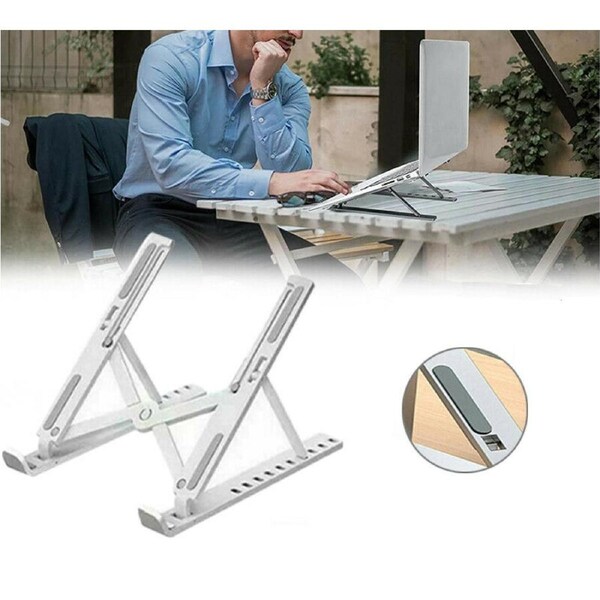 Adjustable Folding Cooling Laptop Stand Notebook Portable Tablet Holder White