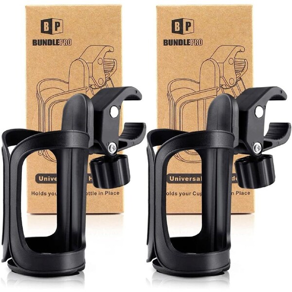 2x Stroller Cup Holders Universal Drinks Holder for Bikes Trolleys Walkers