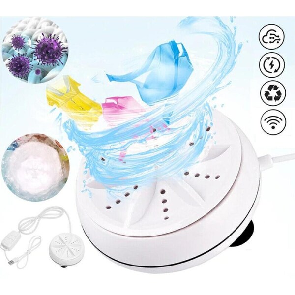 Ultrasonic Portable Washing Machine Mini Turbine Washer USB For Travel Camping