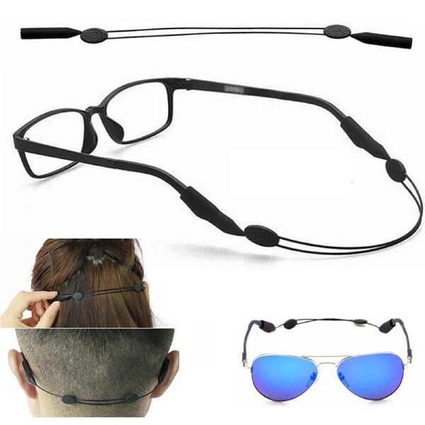 Adjustable Silicone Glasses Cord Wire Lanyard Strap Sunglasses Holder Black