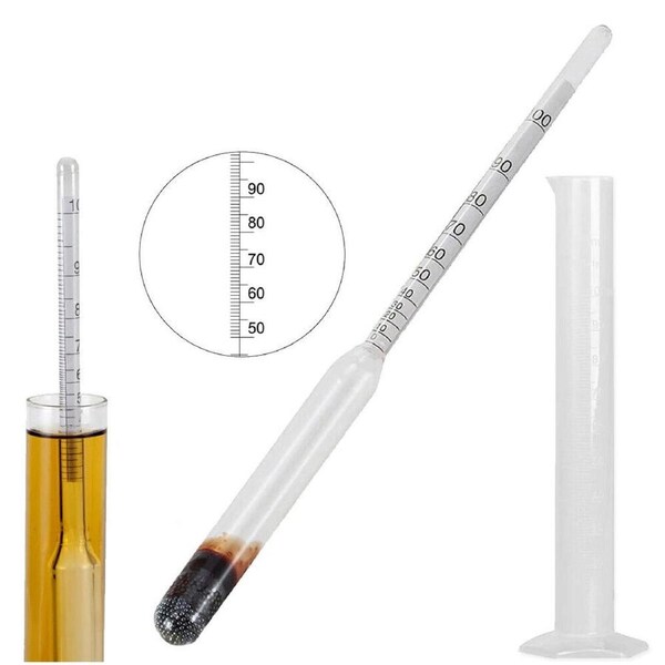 Alcohol Hydrometer Distilling 0-100% Meter with Measuring Cup 100ml