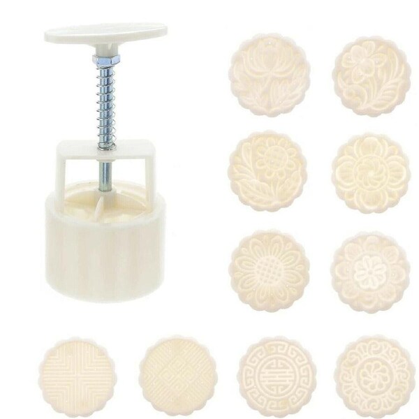 Moon Cake Hand Pressure Mold Maker Pastry Homemake DIY Flower Stamps Mould