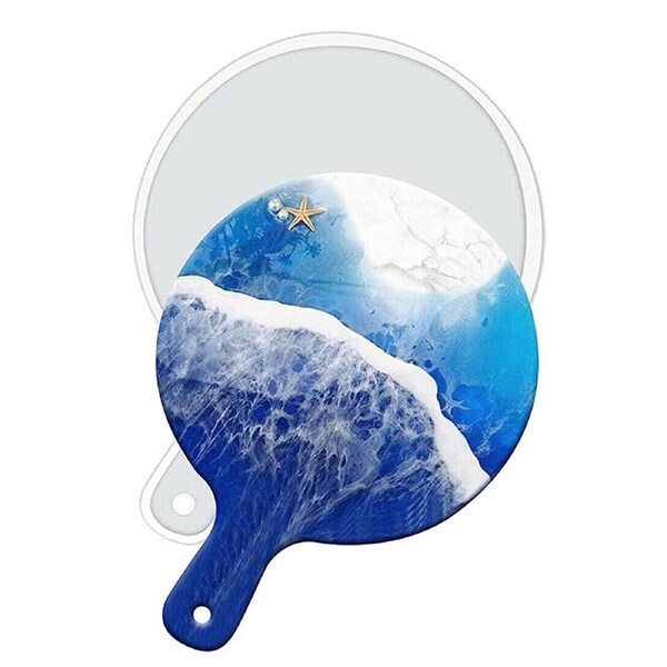 Round Silicone Coaster Resin Casting Mold Epoxy Plate Tray Mould Craft Handle