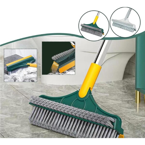 3in1 Floor Brush Scrub Wiper 180 Rotating Head Home Handle Cleaning Bathroom