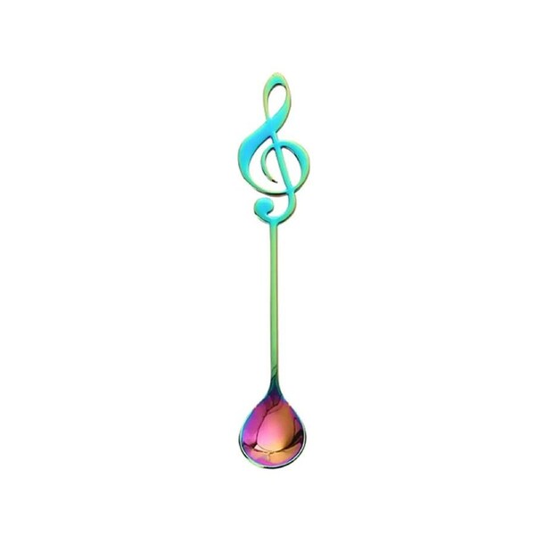Stainless Steel Musical Notes Coffee Milk Teaspoon Ice Cream Spoon - Rainbow
