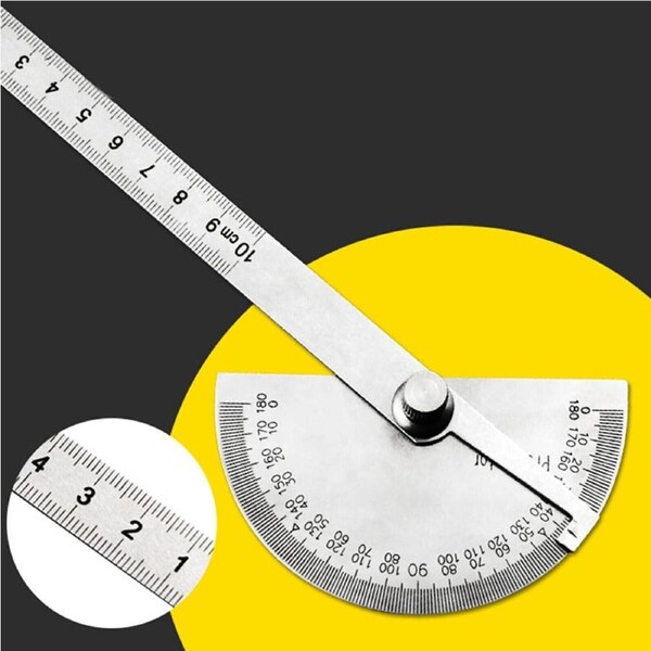 180 Degree Stainless Steel Protractor Angle Finder Goniometer Metal Angle Ruler
