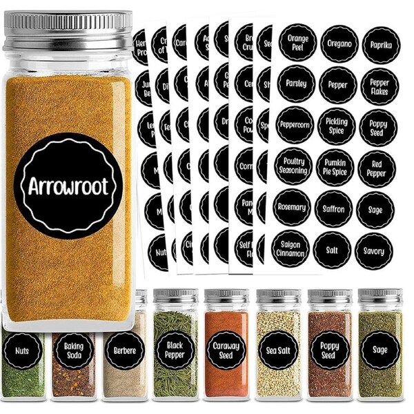 144pcs Spice Herb Storage Jar Labels Pantry Stickers Decals High Quality Durable