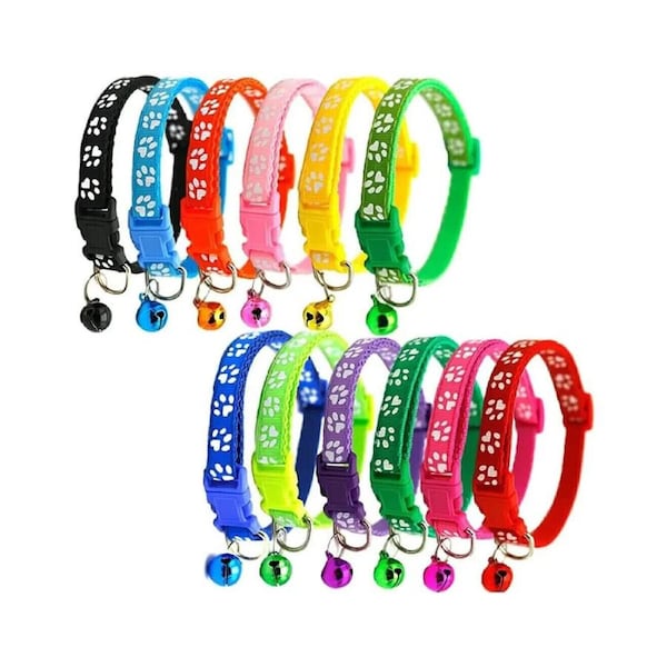 12 Pcs Whelping ID Dog Cat Collar Pet Puppy Kitten Adjustable Harness with Bell