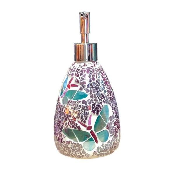 Butterfly Glass Mosaic Soap Dispenser Pump Bottle Soap Holder Colourful