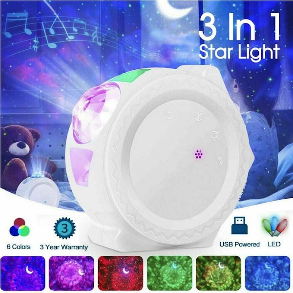 3In1 LED Galaxy Starry Night Light Projector