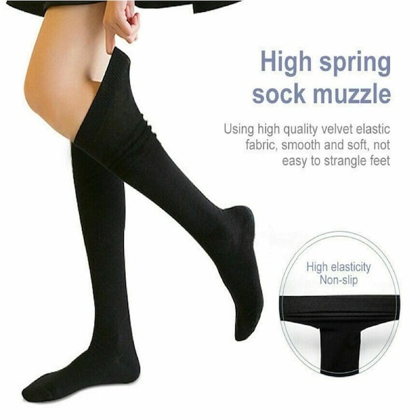 Fashion Thigh High Over Knee High Socks Girls Women Long Cotton Stockings Black