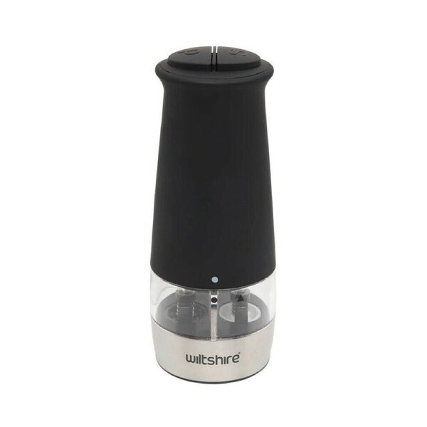 Wiltshire Electric Adjustable Dual Mill Stainless Steel Salt & Pepper Shaker BK