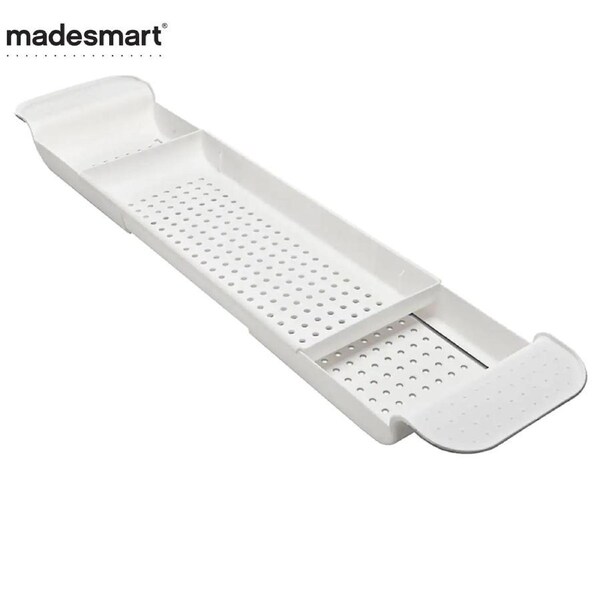 Bathroom Bath Caddy Expandable Holder Tray Over Bath Tub Shelf Support Plastic