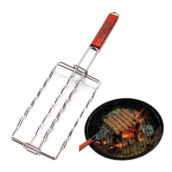 Sausage Grill Basket Rack Top Grade BBQ Barbecue Grilling Camping Sausage Holder
