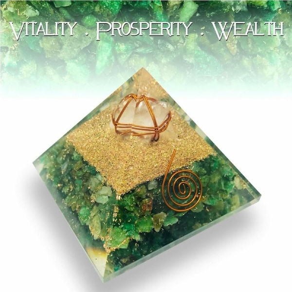 Merkabah Orgonite Pyramid Clear Quartz Chakra Green Aventurine Healing Crystal