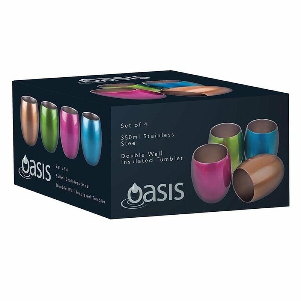 4x Double Wall Cup Tumbler Insulated Water Tea Cups Set