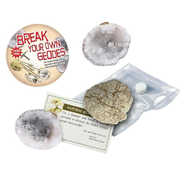 Break Your Own Geode Natural Quartz Crystal Unique Stone Rock Science Set of 3