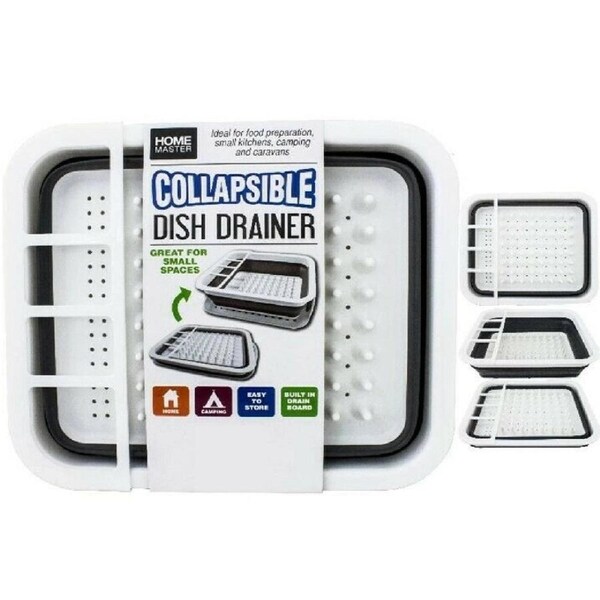Collapsible Dish Drainer Rack Strainer Cups Plates Utensils Caravan