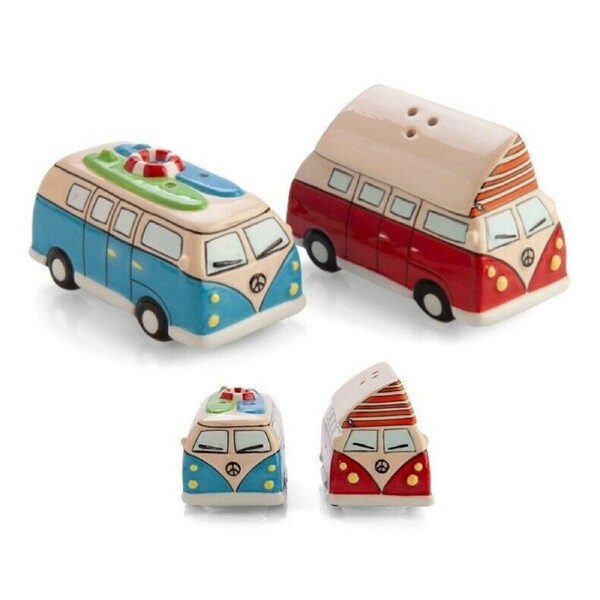 Combi Kombi Surf Camper Vintage Retro Ceramic Salt & Pepper Shakers Set