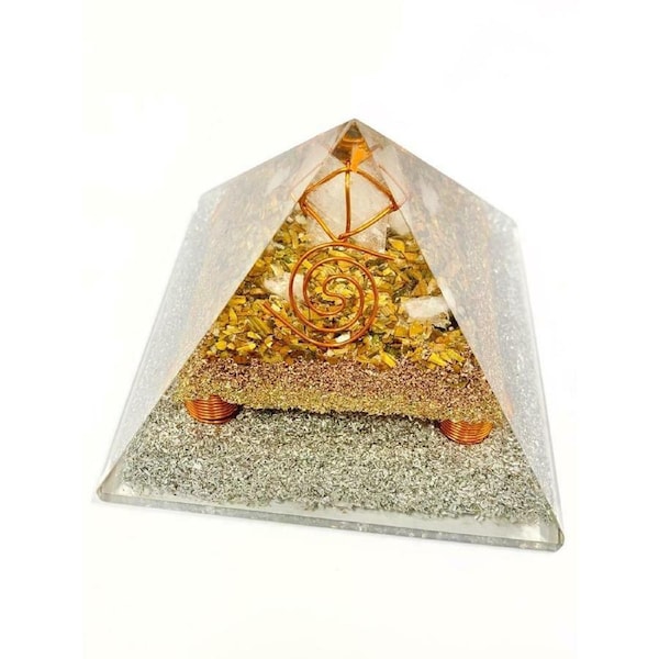 Tiger Eye Crystal Merkaba Orgonite Orgone Pyramid EMF Protection Healing Energy