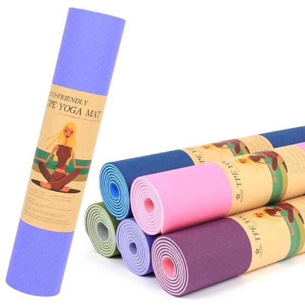 TPE Yoga Mat 6MM Non-Slip Gym Fitness Home Exercise Pilates 175x61CM Assorted