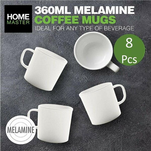 8 Pcs Melamine Mug White 360ml