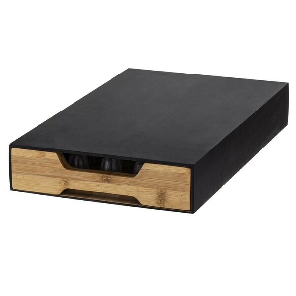 Leaf and Bean Bamboo Coffee Machine Board w/ Capsule Drawer Capsules Storage