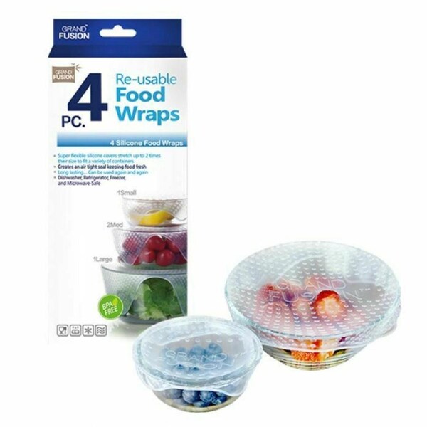 4 Pieces Super Flexible Silicone Food Wrap Cover Different Sizes