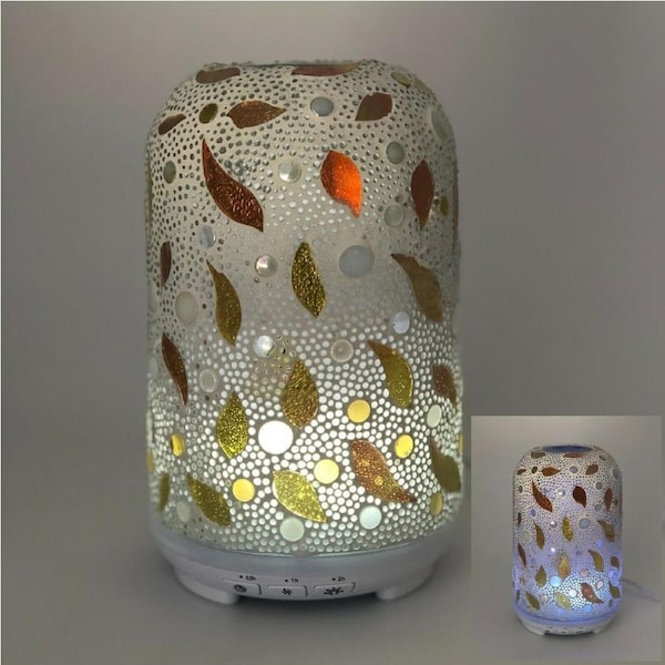 Gold Leaf Glass Mosaic Electric Essential Oil Diffuser Small