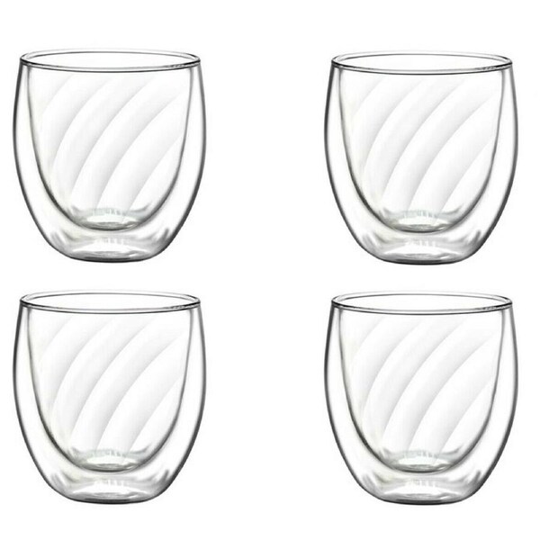 4x Double Wall Glass Cup Glasses Mug 250ml