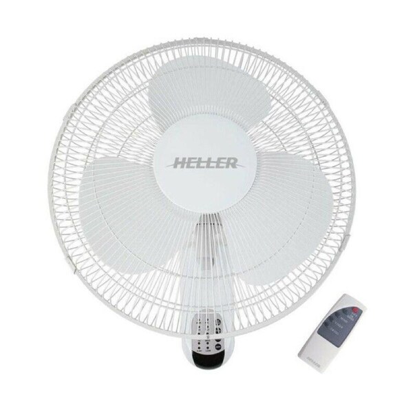 Heller Wall Fan 3 Speed Oscillating Tilt Adjustable Remote Control White 40cm