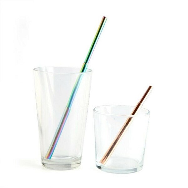 Reusable Stainless Steel Straws Extendable Telescopic with Brush Assort. Colors
