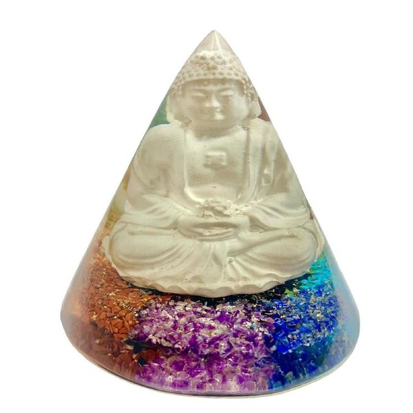 Buddha 7 Chakras Orgonite Conical Pyramid Energy Healing Crystal EMF Protection