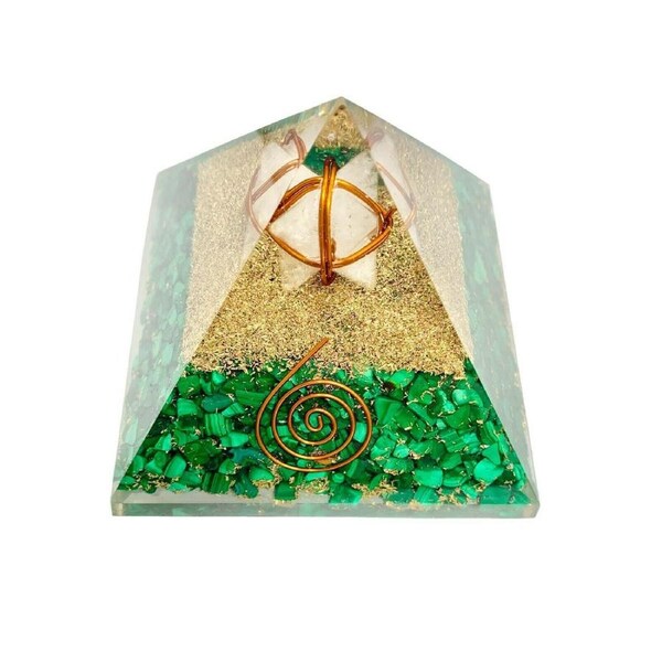 Malachite Merkaba Crystal Orgonite Orgone Pyramid EMF Protection Healing Energy