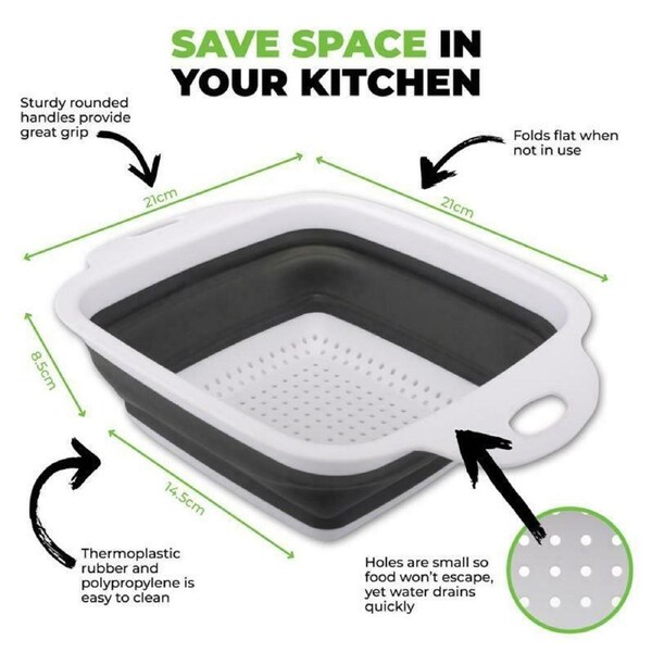 Collapsible Colander Folding Kitchen Strainer Foldable Space Saving Fruit Vege