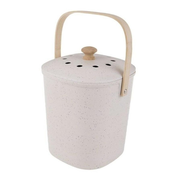 D.line Square Bamboo Fiber Compost Bin 3.8L White