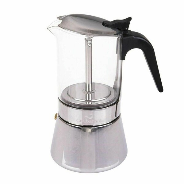 Espresso Maker Capri 3 Cup Glass Top Brewer Coffee Stainless Steel Percolator