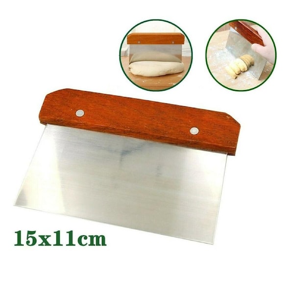 Stainless Steel Dough Bench Scraper Wooden Handle Cake Slicer Pastry Cutter AU