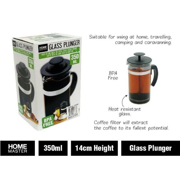 Glass Plunger French Press Coffee Tea Maker Filter 350ml