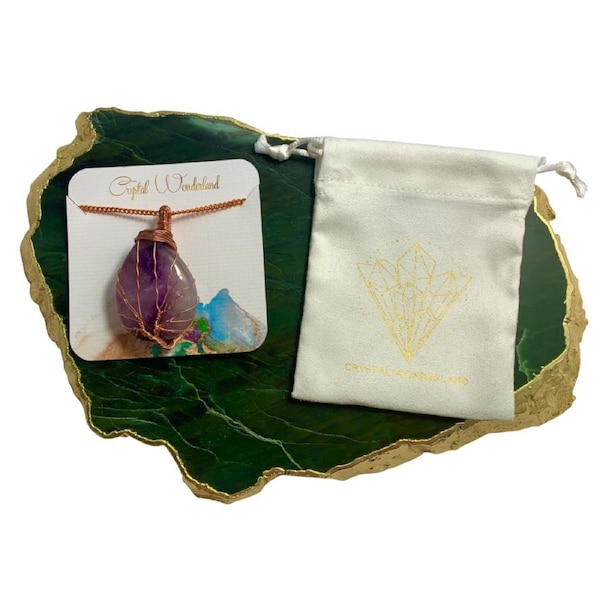 Rain Drop Collection Crystal Pendant Amethyst Healing Natural Crystal Gemstone