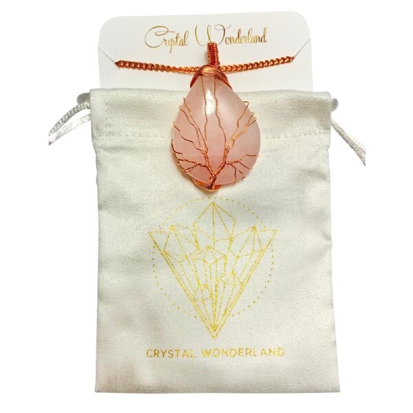 Rain Drop Collection Pendant Rose Quartz Healing Natural Crystal Gemstone