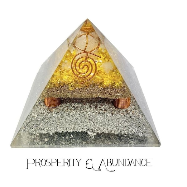 Prosperity Abundance Orgonite Orgone Pyramid Energy Clear Quartz Citrine