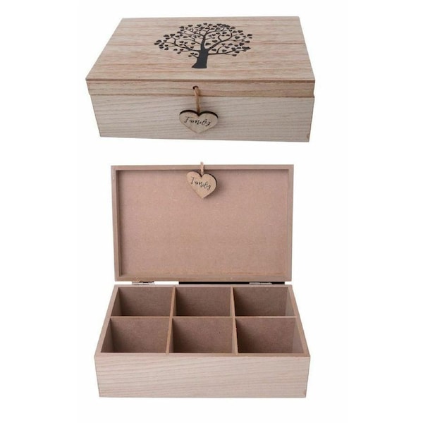 Wood Tea Box Tree of Life Wooden Crystal Esential Oil Jewellery Healing Gift