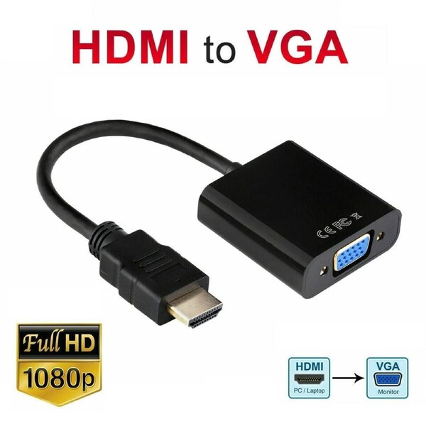 HDMI Male to VGA Female 1080p Adapter Video Cable Converter Chipset Built-in