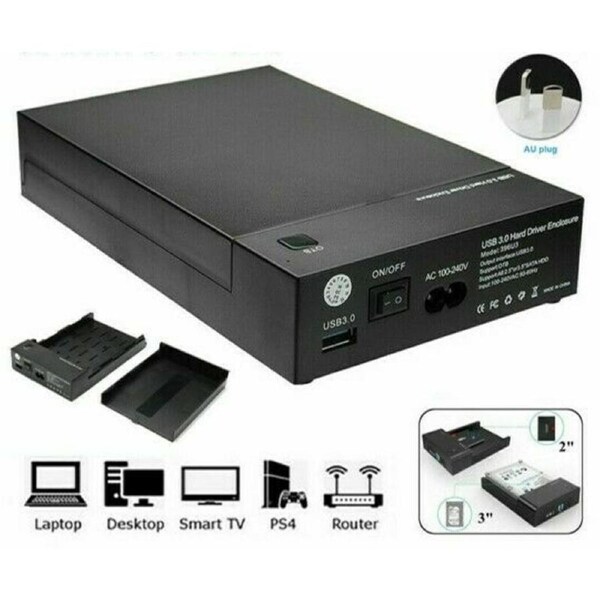 2.5/3.5 inch SATA External USB 3.0 Hard Drive Enclosure Caddy Case HDD Disk