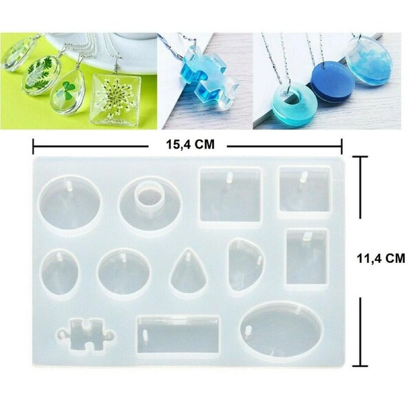12 Silicone Mould Pendant Jewelry Making Necklace Mold Craft DIY Resin Supplies