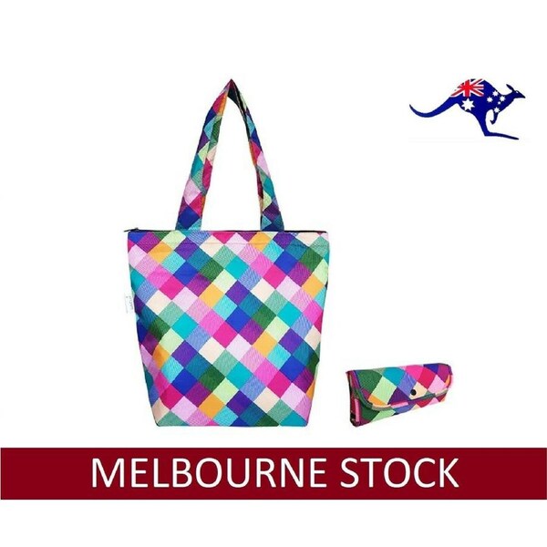 Sachi Insulated Folding Market Tote Storage Carry Bag Harlequin